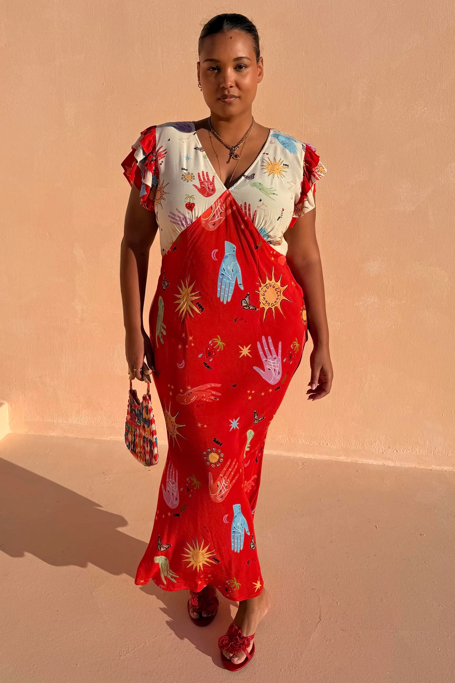 Red Celestial Midi Dress - Image 3