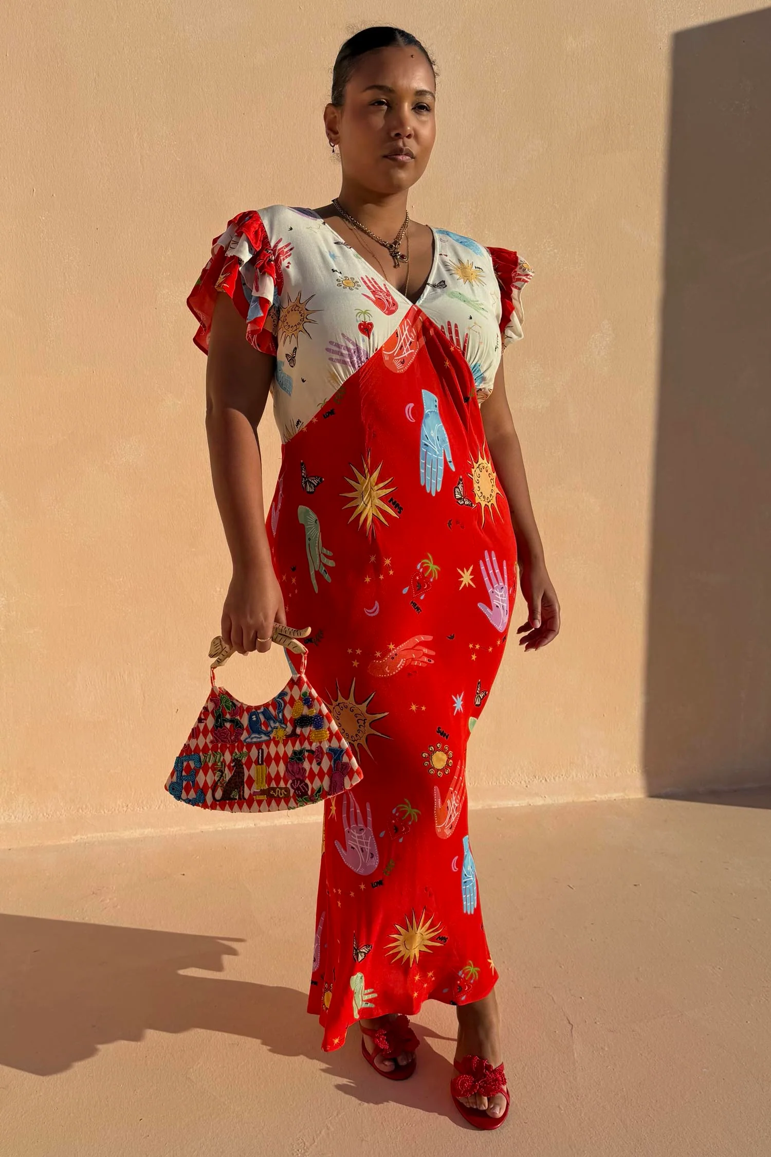 Red Celestial Midi Dress - Image 5
