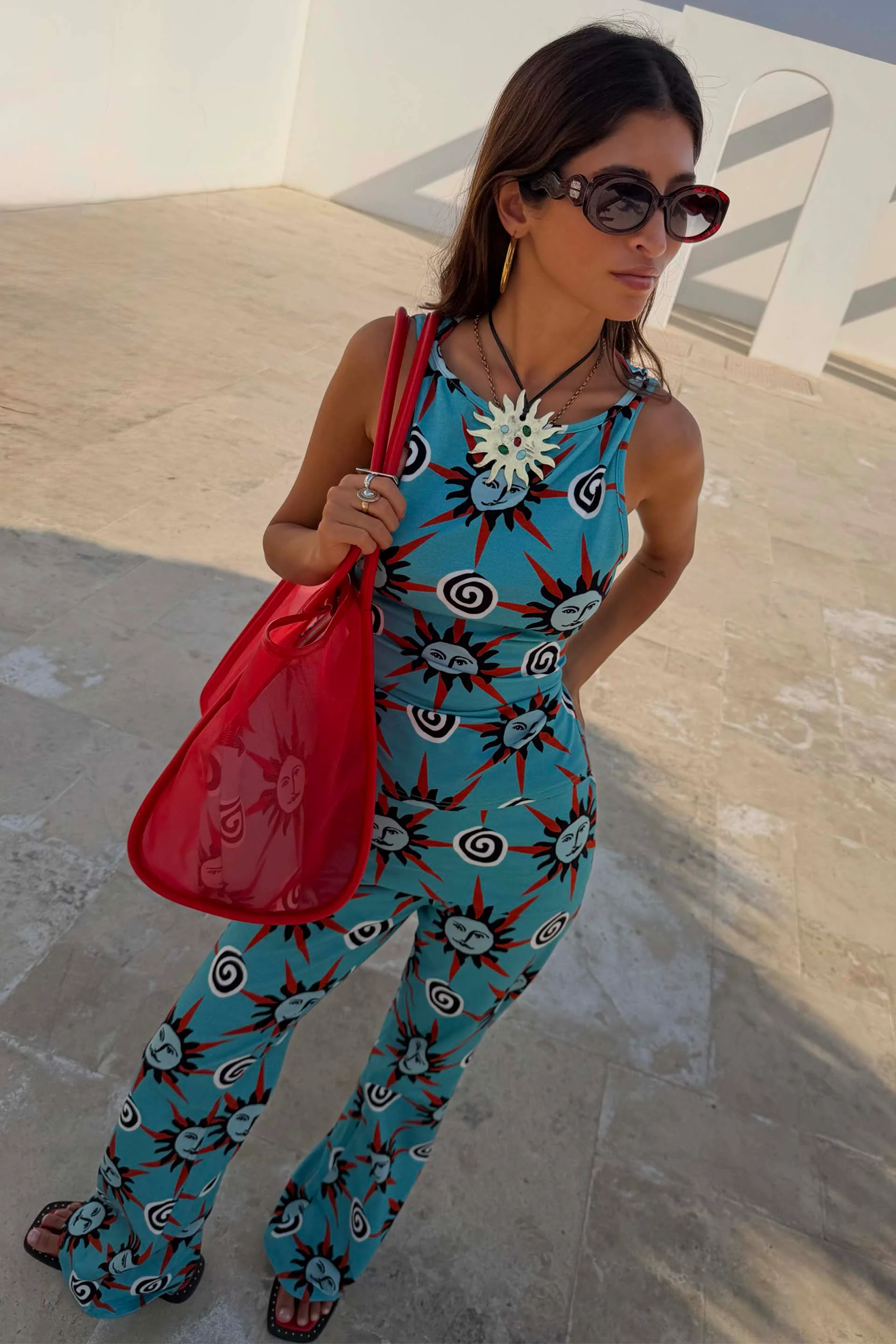 Red Wiggle Arm Acetate Sunglasses - Image 8