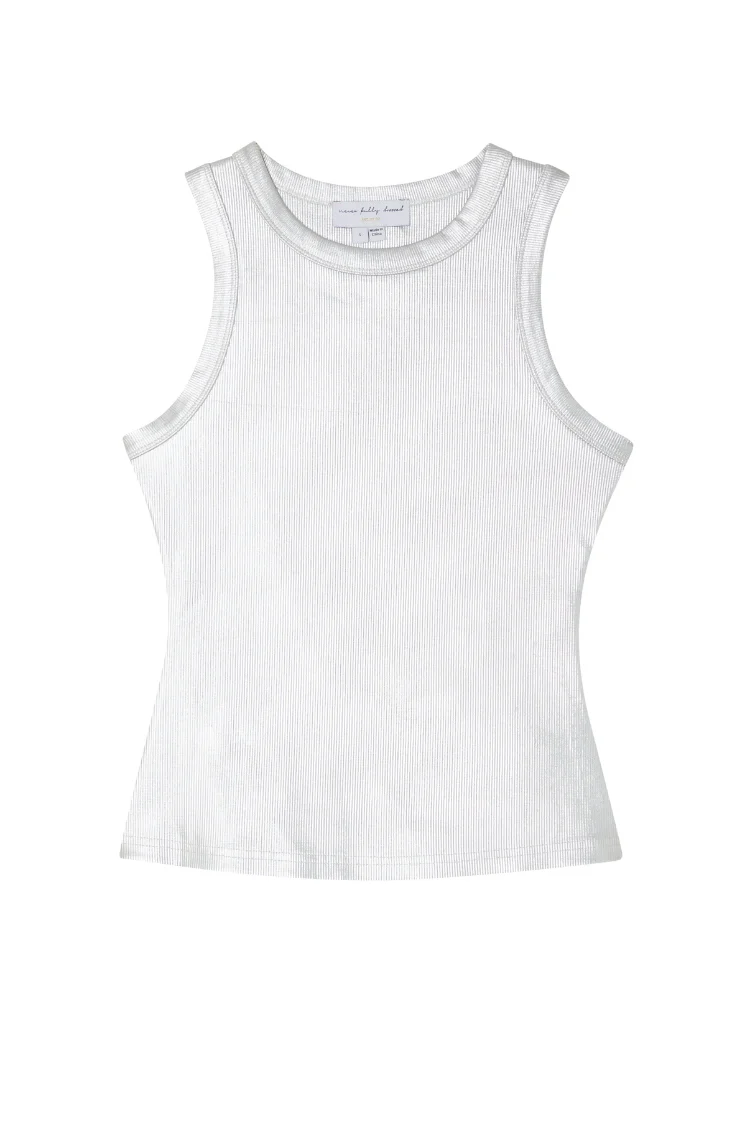 Silver Ribbed Tank Top - Image 7