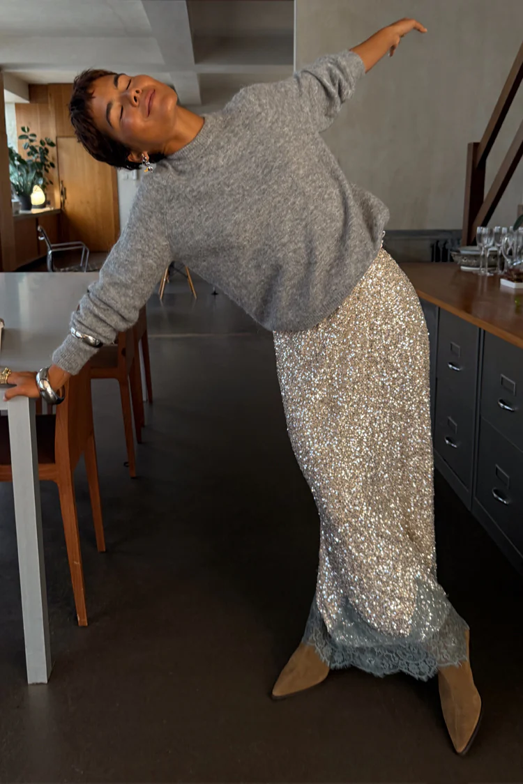 Silver Sequin Midi Maeva Skirt - Image 5