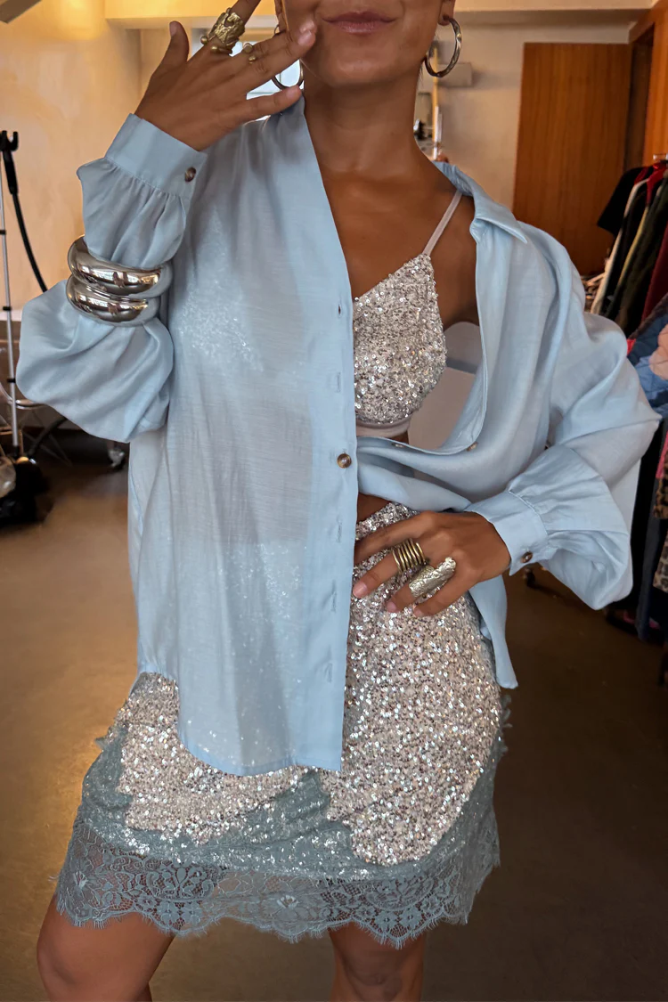 Silver Sequin Mini Maeva Skirt - Image 7