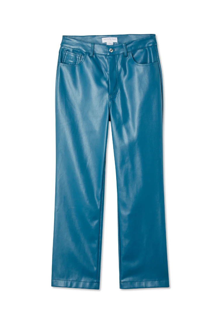 Teal Vegan Leather Trousers - Image 7