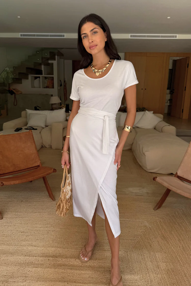 White Jesse Jersey Wrap Dress - Image 2