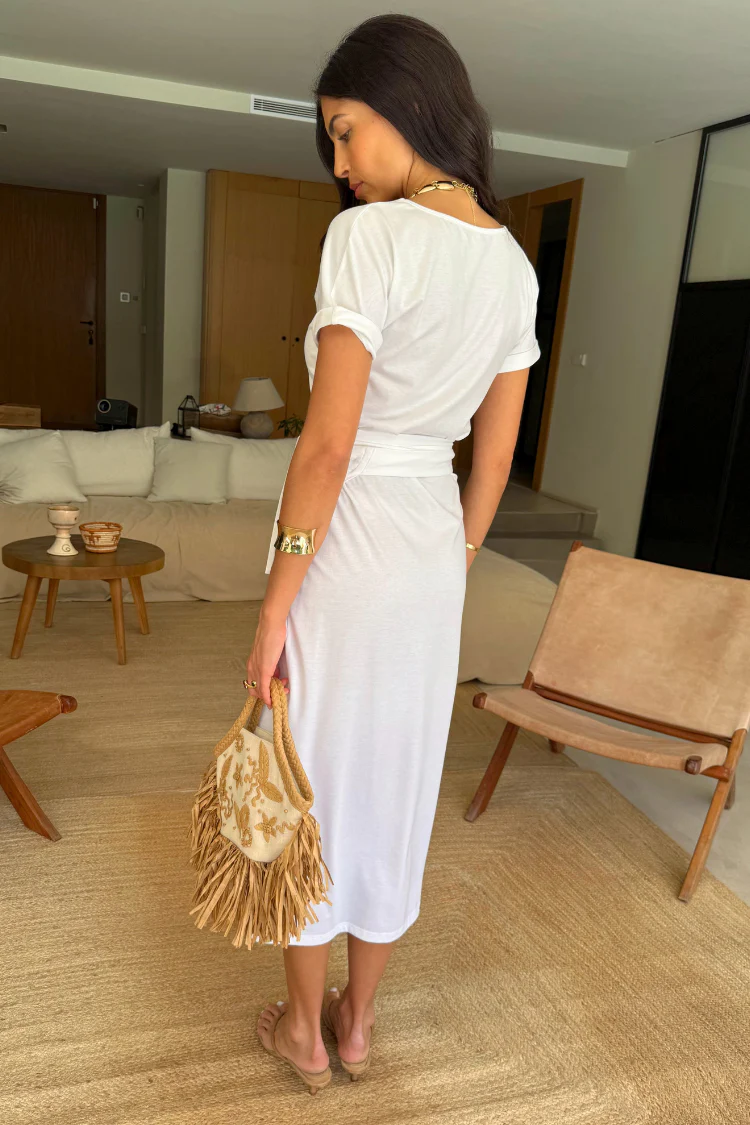 White Jesse Jersey Wrap Dress - Image 7