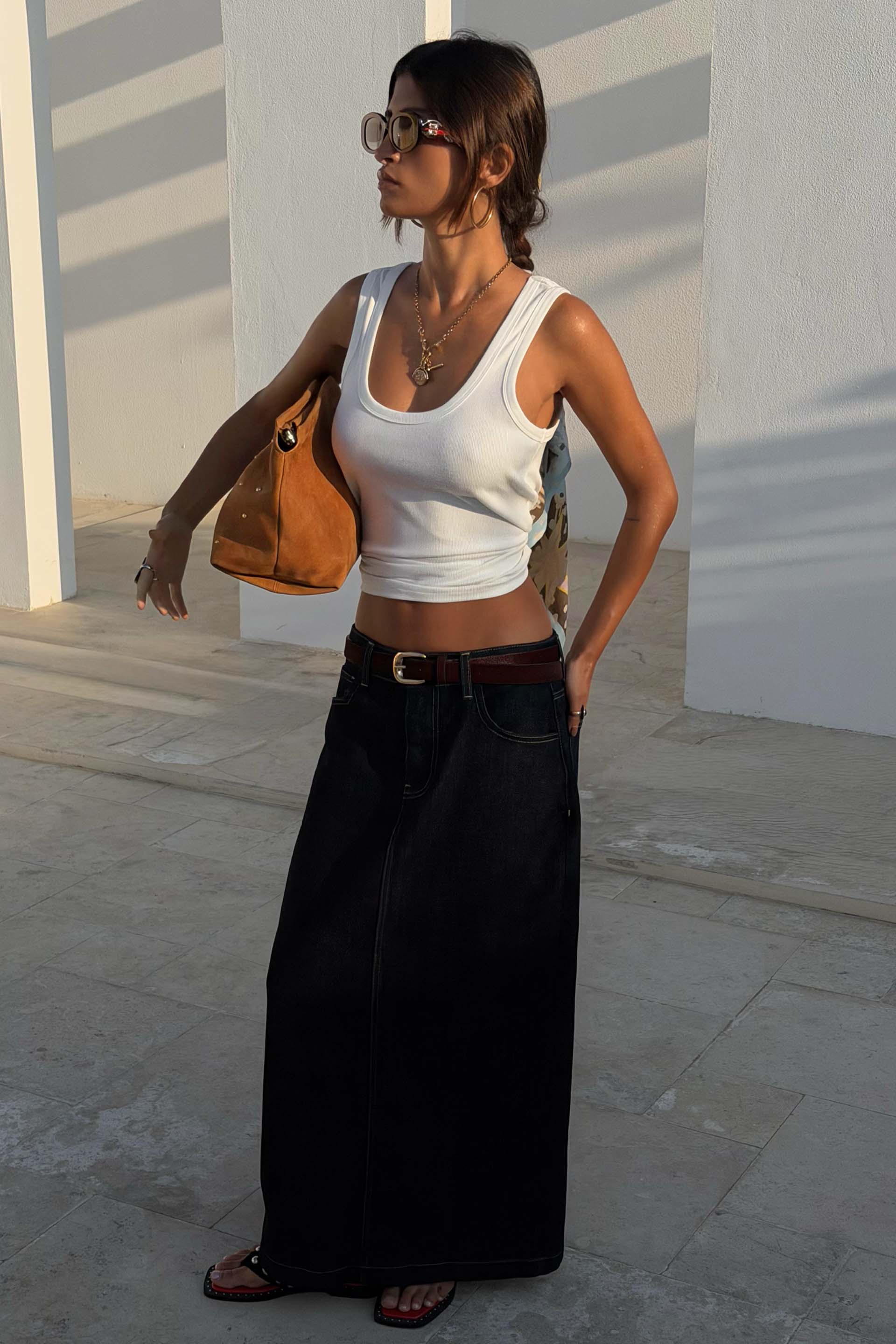 White Scoop Neck Rib Tank - Image 5